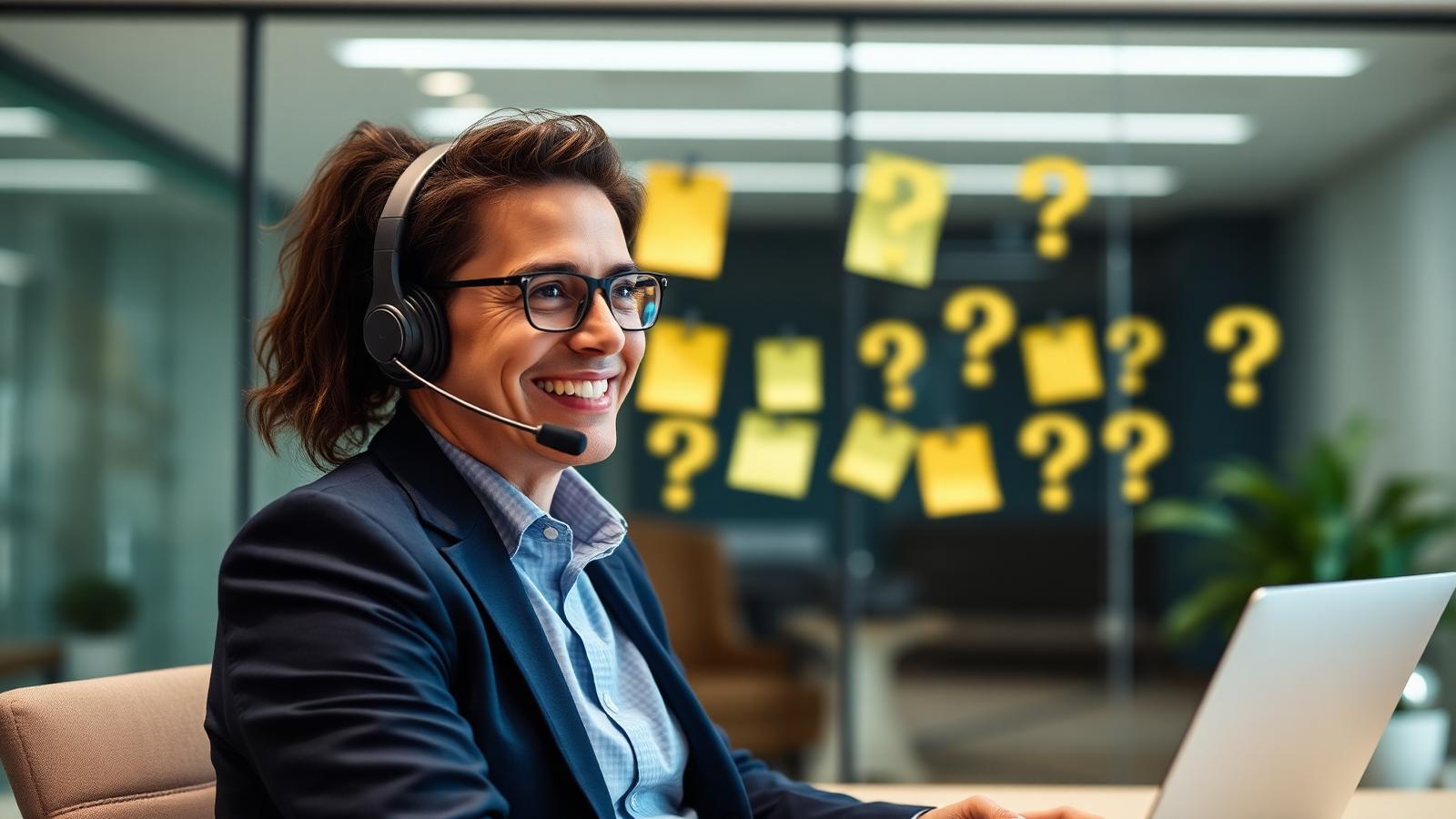 VA loan questions answered Friendly mortgage advisor with a headset answering VA loan questions in an office
